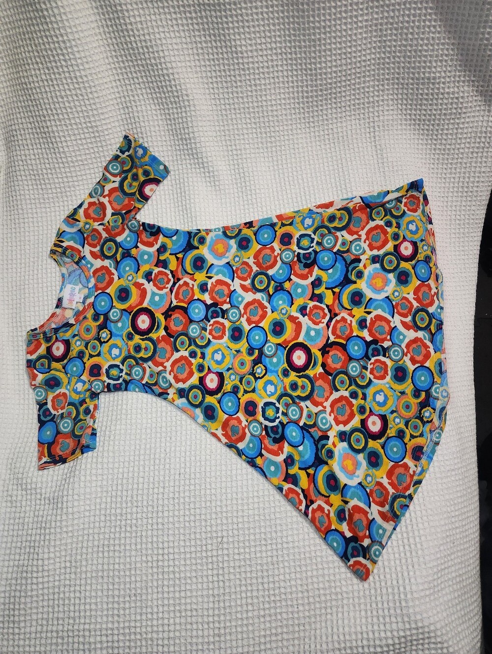 LuLaRoe Multicolor Circle Print Dress in Blue, Yellow, Orange Size 6